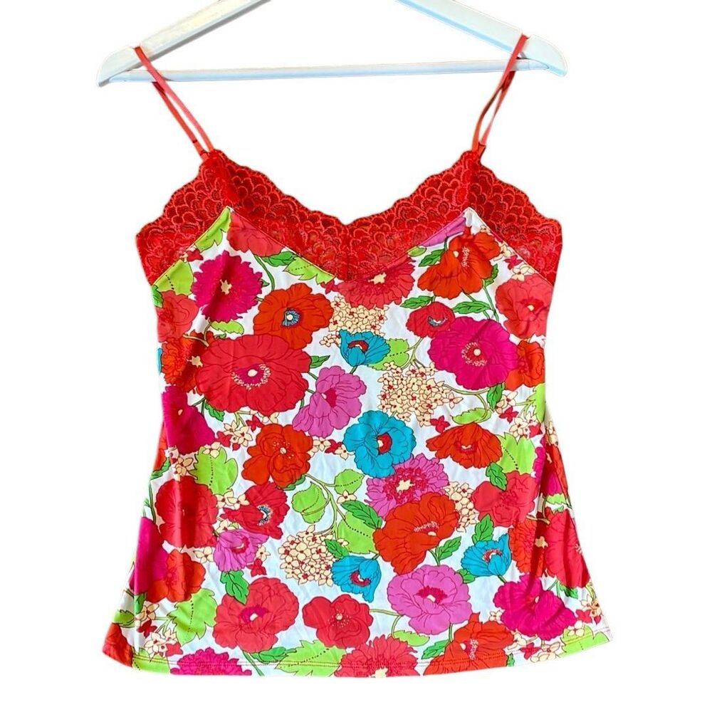Josie Natori NWOT floral lace trim cami size small